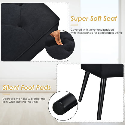 Modern Upholstered Flip Top Velvet Storage Ottoman Footrest