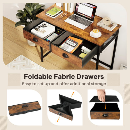 Space Saving Computer Desk with 2 Fabric Drawers