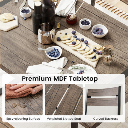 4-Piece Wooden Rectangular Dining Table Set with 1 Bench and 2 Armless Chairs for 4