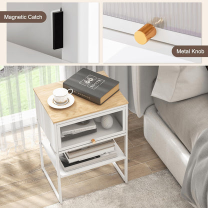 3-Tier Side Table with Storage Shelf for Living Room and Bedroom Set of 2
