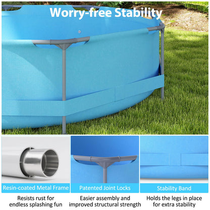 10/12 Feet Round Outdoor Framed Pool Set with Filter Pump