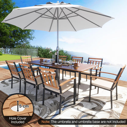 Outdoor Dining Table Acacia Wood Kitchen Table with Metal Legs