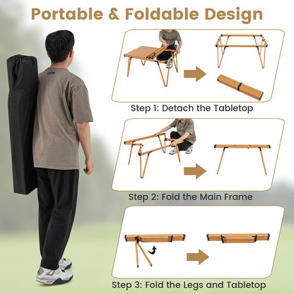 80kg Capacity Roll Up Portable Picnic Table with Storage Bag