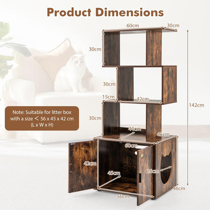 2 in 1 Hidden Cats Washroom Furniture with 3 Storage Shelves