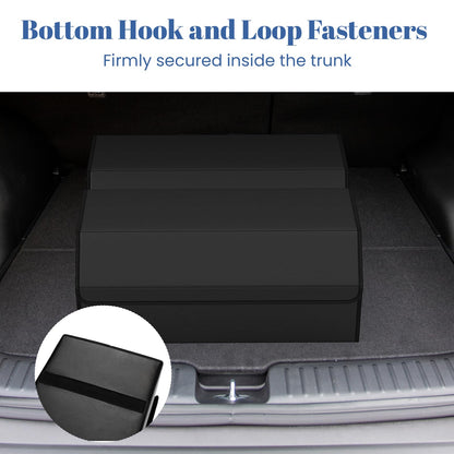 Leather Car Trunk Organizer with Lid Removable Divider and Large Capacity