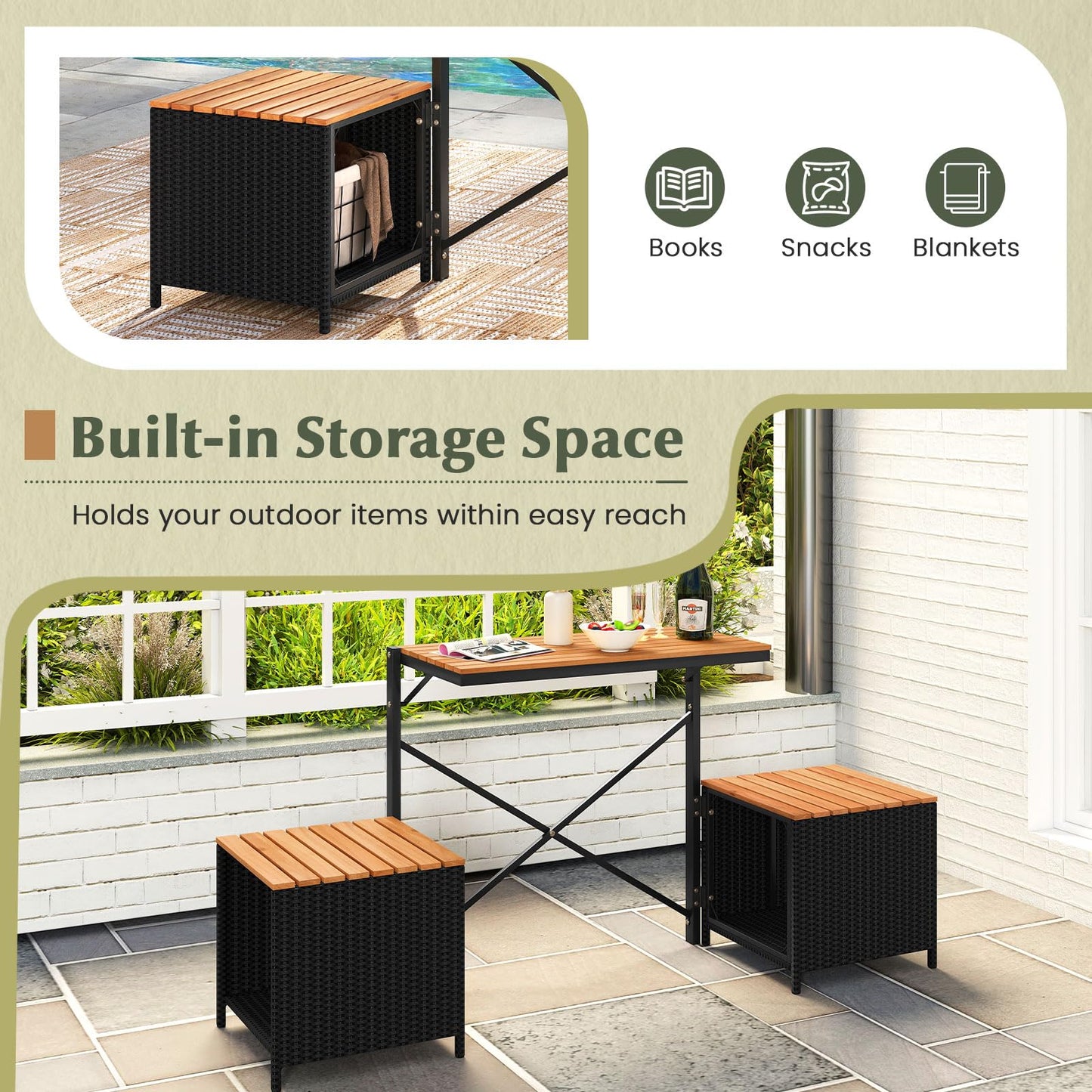 2-in-1 Transforming Picnic Table and Chairs Set