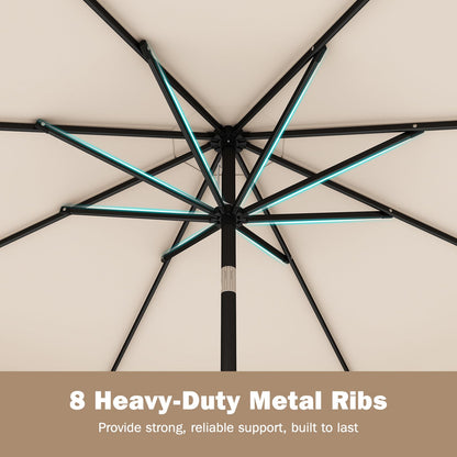 Garden Parasol, 8 Ribs Heavy-Duty Sun Shade Canopy