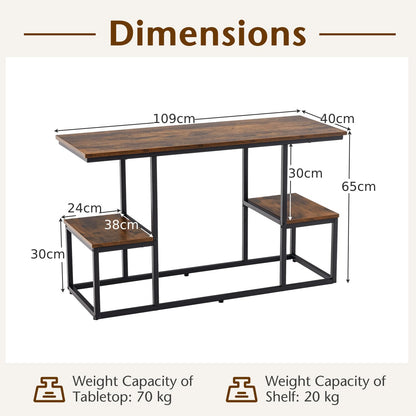 Rustic TV Console Table Industrial Sofa Table with Open Storage Shelves