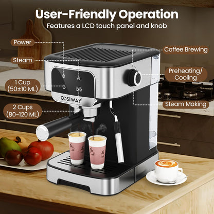 1200W Espresso Machine 20 Bar with Steam Milk Frother