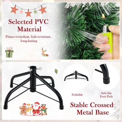 3 FT Fiber Optic Christmas Tree Artificial Pre-Lit Xmas Tree with 93 Branch Tips