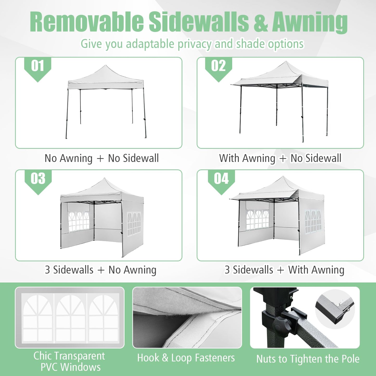3m x 3m Pop up Canopy Tent, Outdoor Gazebo Instant Canopy