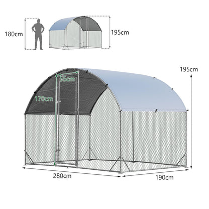 Round-Shaped Walk In Chicken Coop with Waterproof and Sun Protection Cover