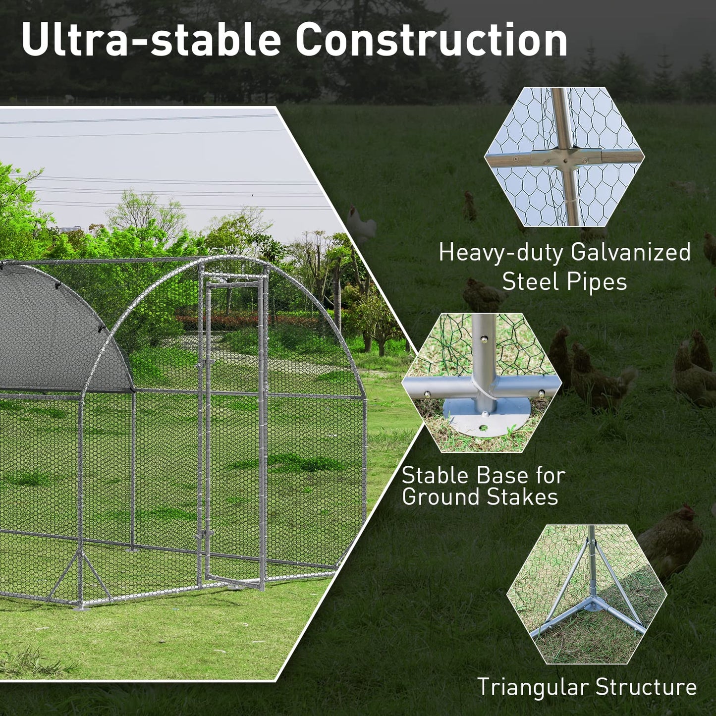 Large Chicken Coop Poultry Shade Cage for Hens Rabbit Dogs Ducks