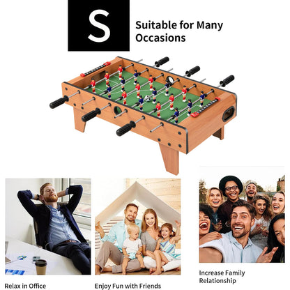 Wooden Table Football Set with Footballs for Adults and Kids