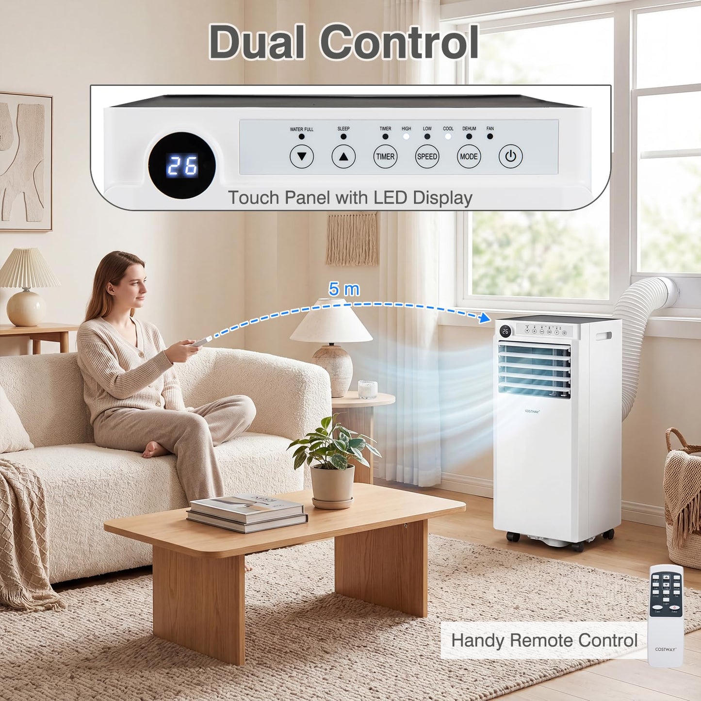 7000/9000 BTU Portable Air Conditioner 3 in 1 Cooling Unit with Fan and Dehumidifier