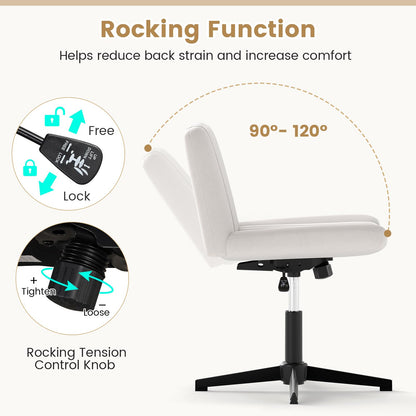 Criss Cross Chair No Wheels with Soft-Padded Wide Seat and Adjustable Height