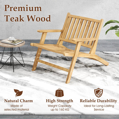 Natural Mid Century Teak Wood Outdoor Chair with Comfortable Backres