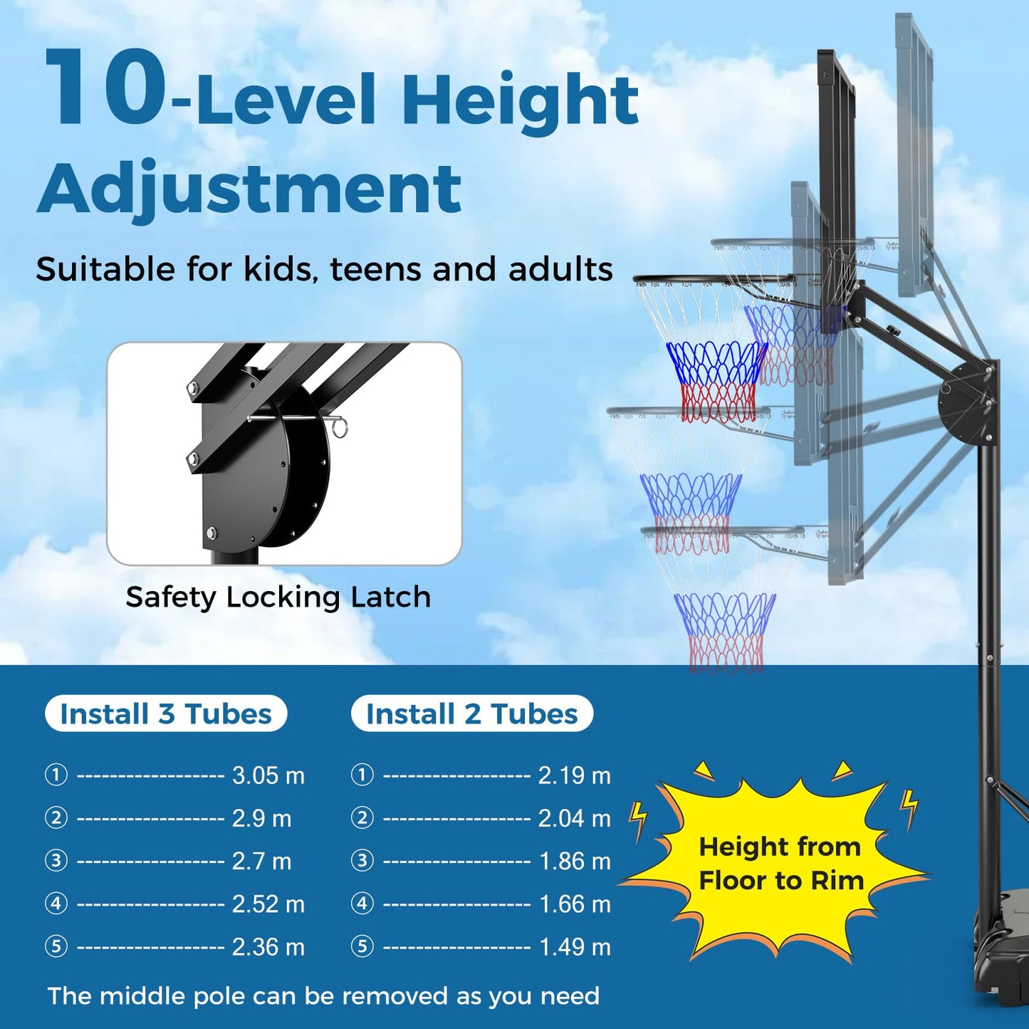 All Weather Basketball Goal System with 2 Wheels