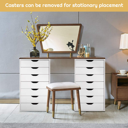 7 Drawers Lateral Stationery Storage Organiser Chest with Wheels