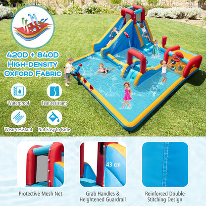 9-in-1 Inflatable Double Water Slide Park for Backyard