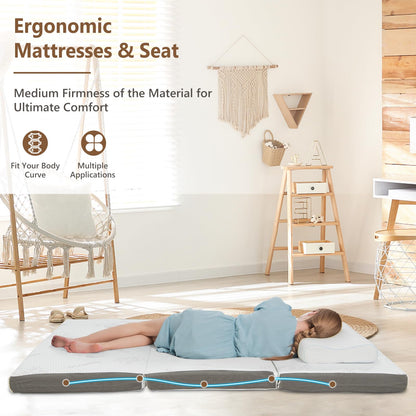 Cooling Gel Memory Foam Folding Mattress with Bamboo Cover and Mesh Border Fabric