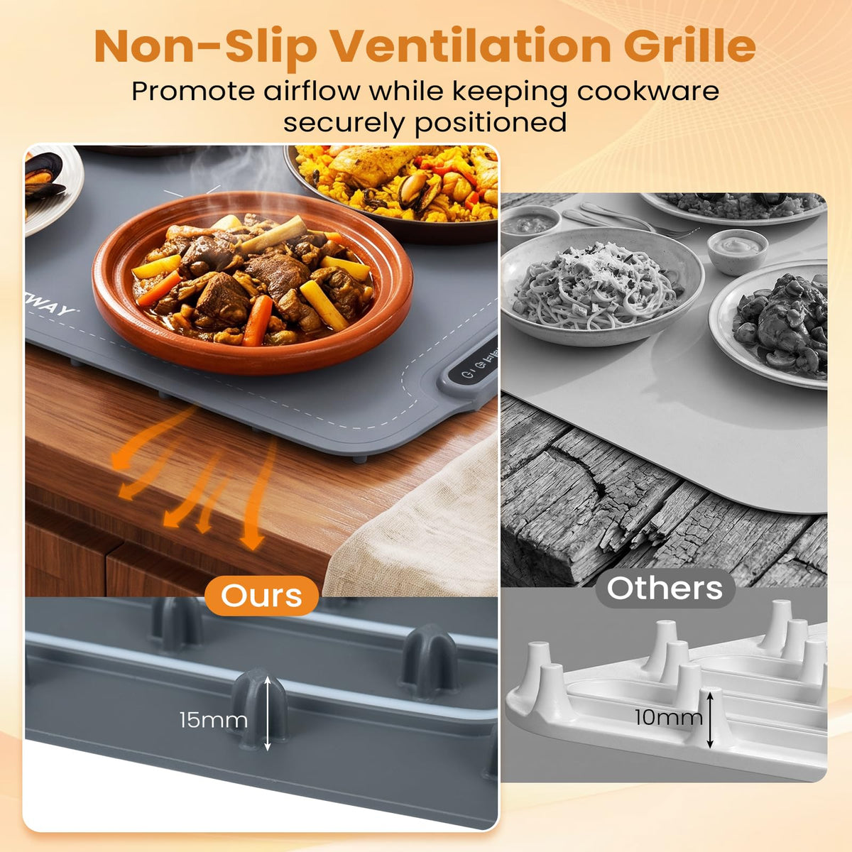 Food Warming Mat 61 x 40 cm with 3-Level Temperature