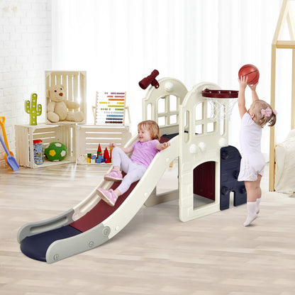 6 in 1 Freestanding Slides with Basketball Hoop