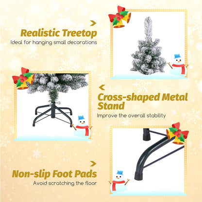 120/150 CM Snow Flocked Artificial Christmas Tree with 240/328 Branch Tips