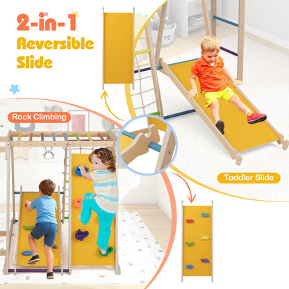 6-in-1 Jungle Gym with Slide and Rock Climbing for 3-14 Years Olds