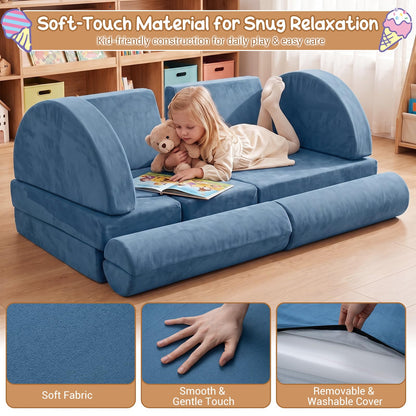 Kids Play Couch, 13-Piece Modular Toddler Soft Foam Playset