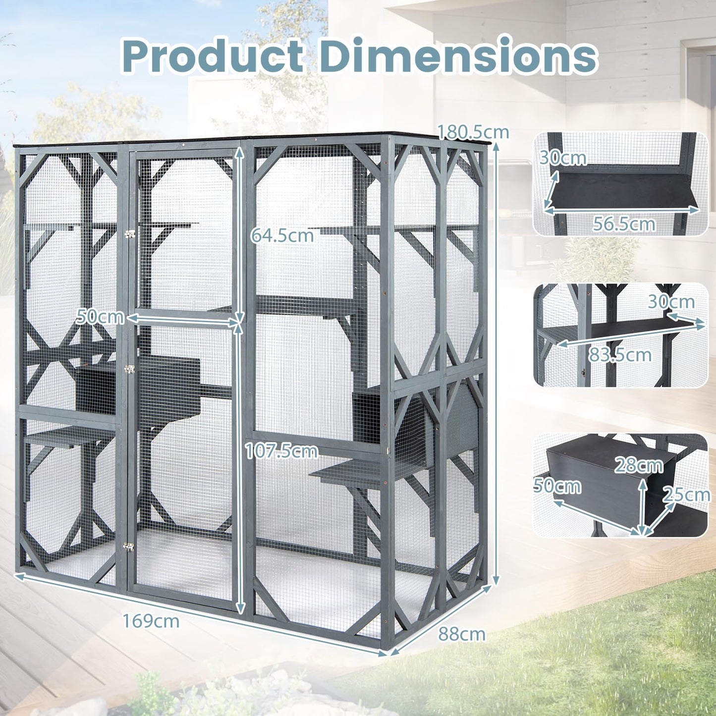 Large Outdoor Cat House, Walk-in Cats Enclosure