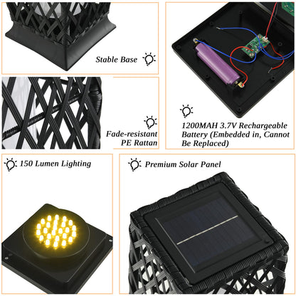Rattan Solar Powered Landscape Lights with Automatic Switch and Large Capacity Batteries