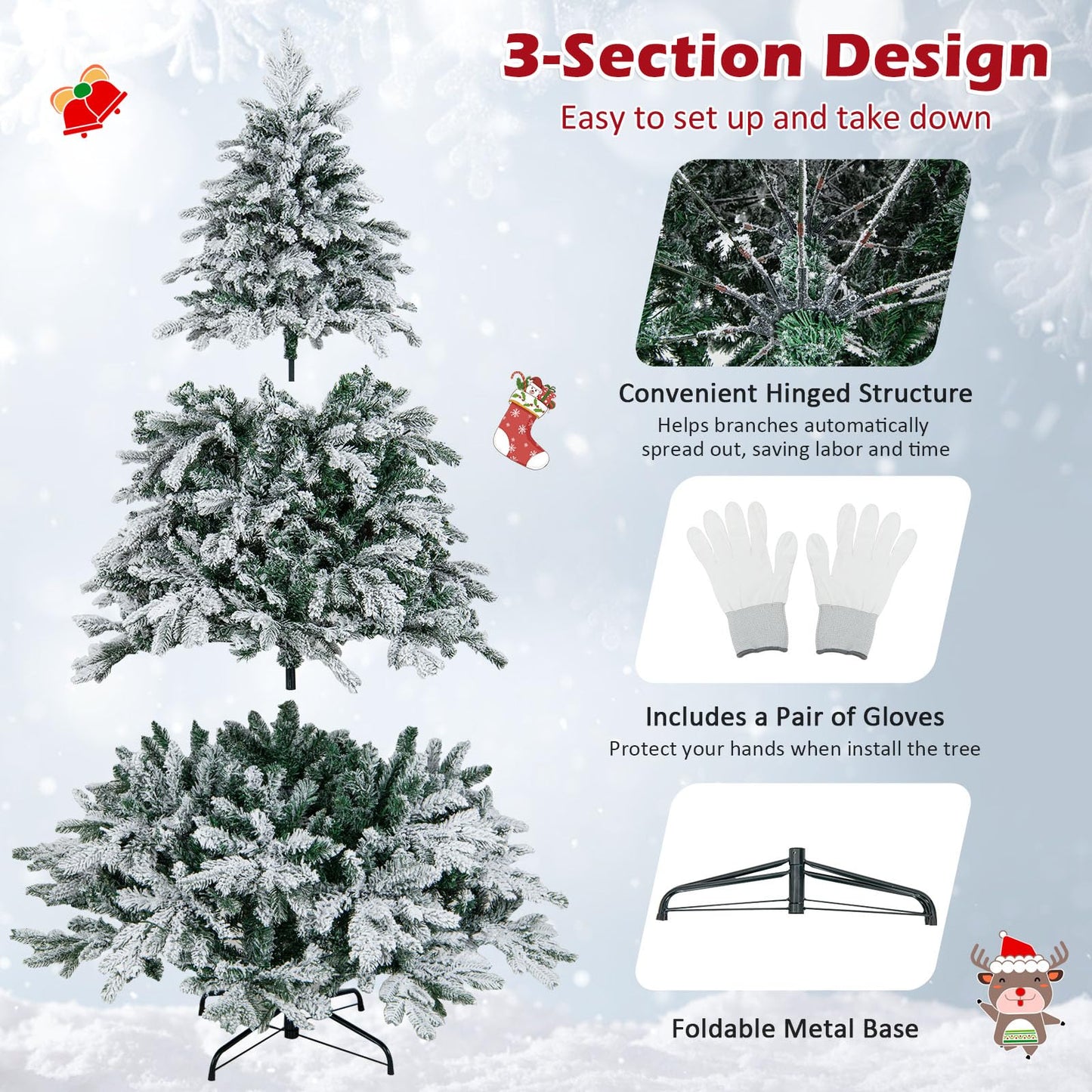 Artificial Xmas Tree Flocked Christmas Tree with Branch Tips