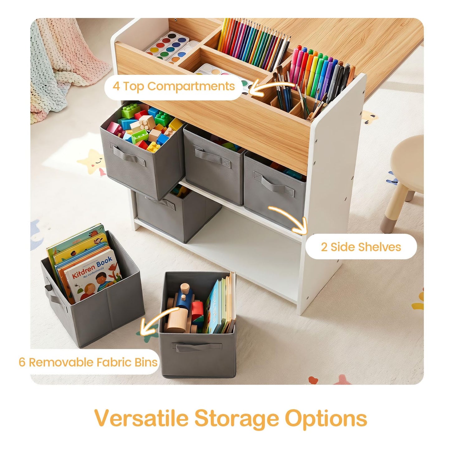 Kids Art Table and Chair Set, 3PCS Toddler Activity Desk and Chair