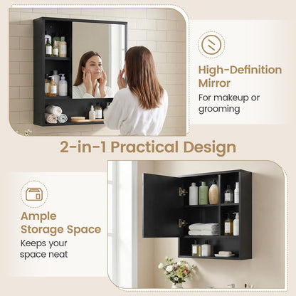 Wall Mounted Storage Organizer with Mirror for Bathroom
