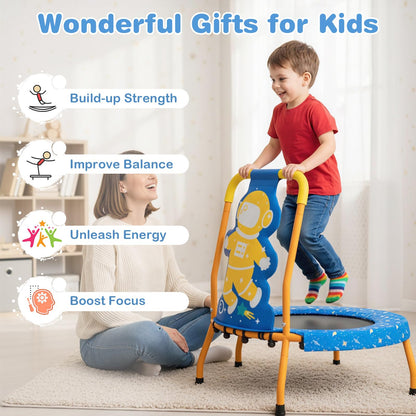 EN71 Certified Cute Children Trampoline with Foam Padded Handle