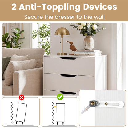 Wooden Nightstand with Anti Tipping Kits and Tall Storage for Living Room