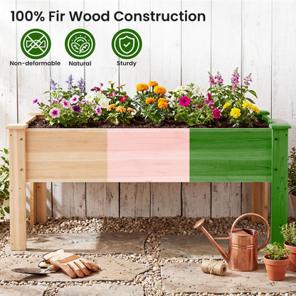 Wooden Raised Garden Bed, Elevated Vertical Planter with Drainage Holes
