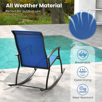 2 Pieces Outdoor Rocking Chairs with Breathable Backrest