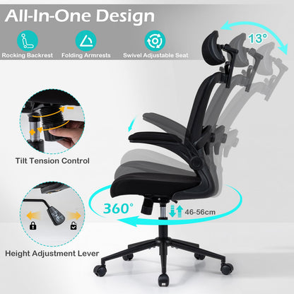 Ergonomic Mesh Office Chair with 3D Headrest and Adjustable Lumbar