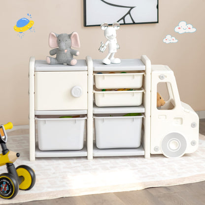 Truck-shaped Toddler Storage Cabinet Kids Toy Organizer