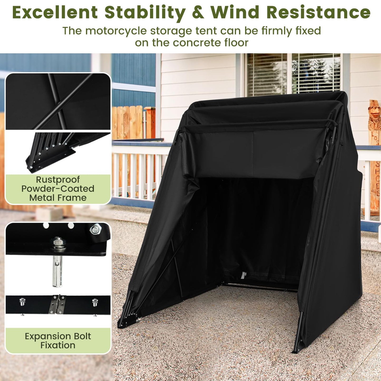342 x 137 x 193cm 600D Oxford Waterproof Motorbike Cover Shelter