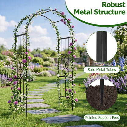 Garden Arch, Heavy Duty Metal Roses Vines Climbing Plants Support Archway