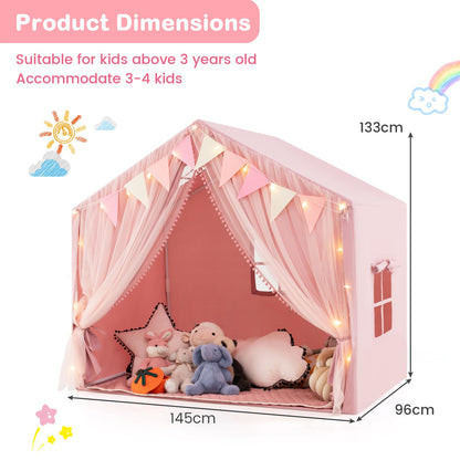 Kids Play Tent 3-4 Kids Large Play Tent House with Fabric and Screen Curtains