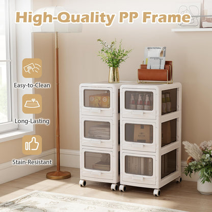 Slim Bathroom Floor Cabinet with 3/4/5 Drawers on Wheels (3-Tier) | Narrow Bathroom Storage Unit