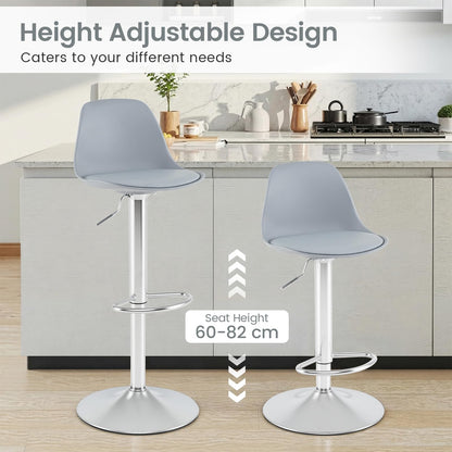 Bar Stools Set of 2, Height Adjustable Swivel Bar Chairs