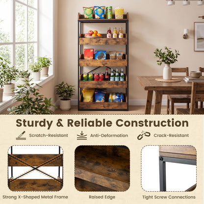 5-Tier Food Storage Rack Retail Snack Display Shelf with 4 Pull-out Drawers
