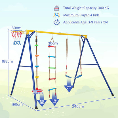 4-in-1 Kids Metal Swing Stand with Double Swings