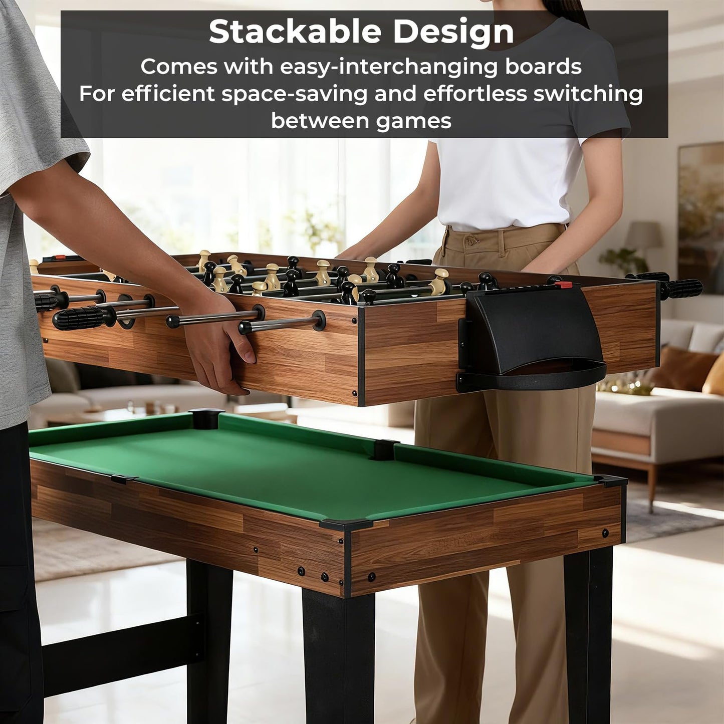 10-in-1 Multi Game Table, Space-Saving Combo Tables with Football
