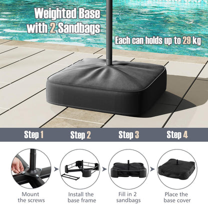 4m Outdoor Extra Large Double-sided Patio Parasol with Base